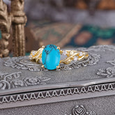 Boho 4 Prong Oval Turquoise Wedding Ring